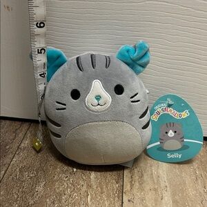 Squishmallows Gray and Teal Cat Plush